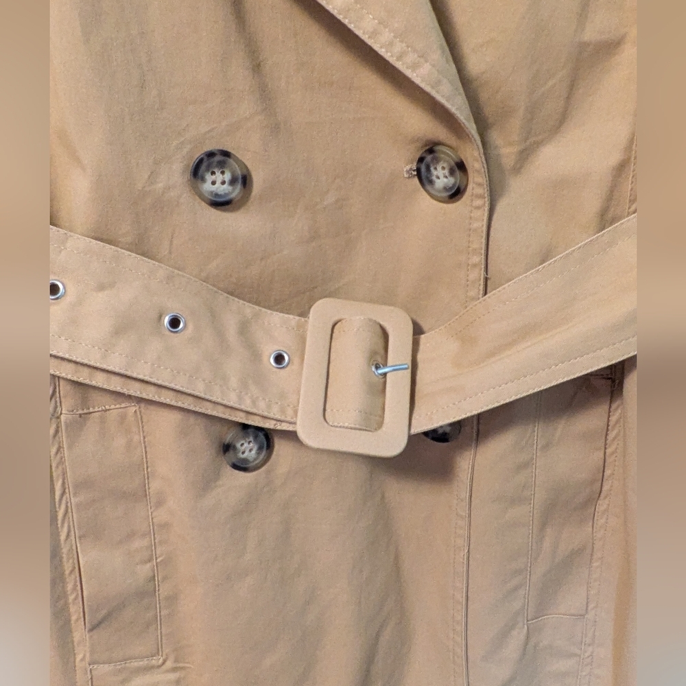 Avec Les Filles Puff Sleeve Classic Tan Trench Coat - Picture 12 of 15